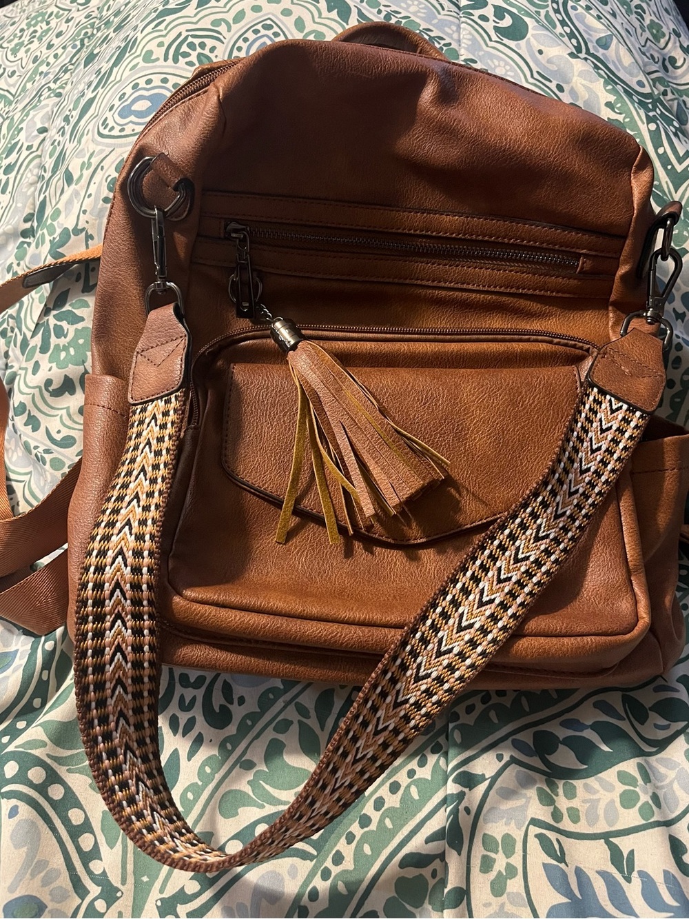 Tassel Accent Brown Women's Shoulder Bag